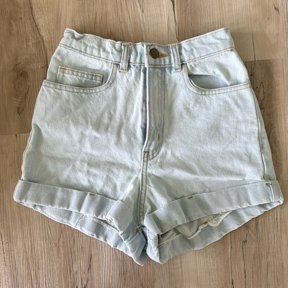 American Apparel High Waisted Cuff Jean Shorts - Picture 1 of 4